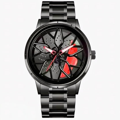 WATCHVERSE Black Spinning Car Wheels Gyro Men's Sport Watch