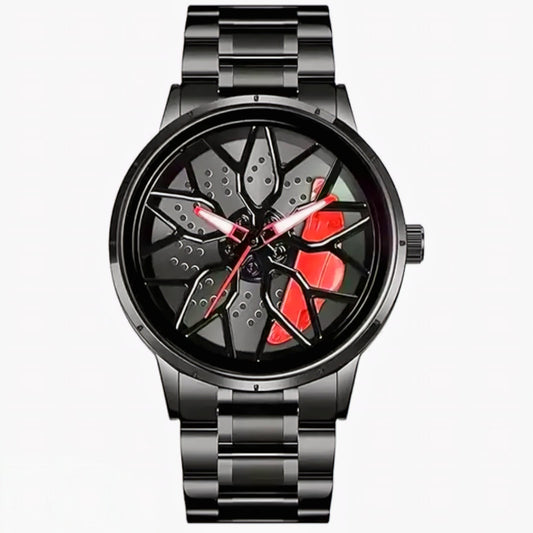 WATCHVERSE Black Spinning Car Wheels Gyro Men's Sport Watch