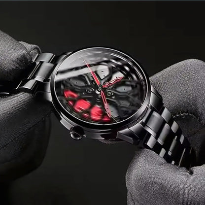 WATCHVERSE Black Spinning Car Wheels Gyro Men's Sport Watch